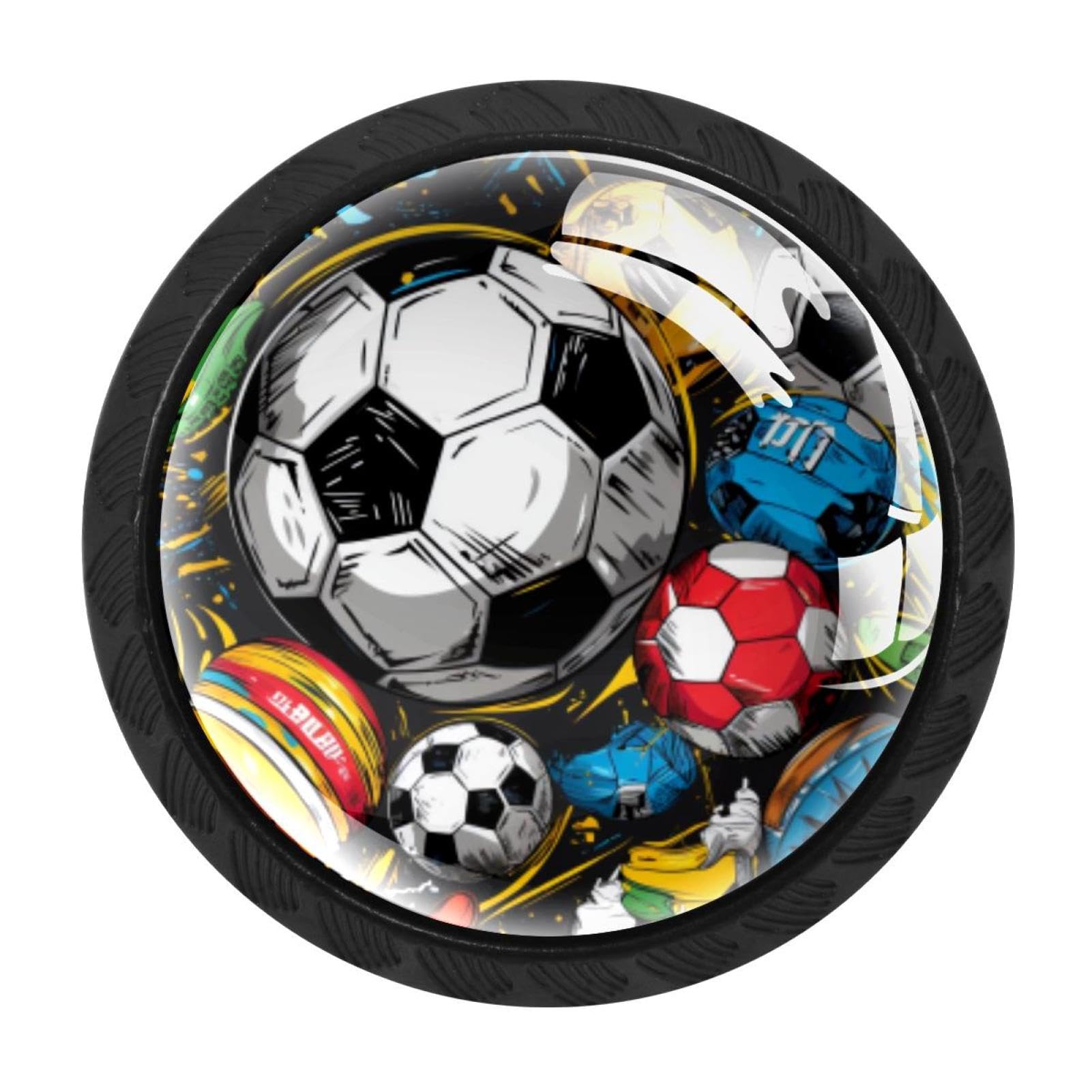 Chenzzzz Multicolored 09 Football Soccer Drawer Knobs Pull Handle Crystal Glass Circle Shape Cabinet Drawer Pulls Cupboard Knobs With Screws For Kitchen Cupboard Dresser Wardrobe Etc
