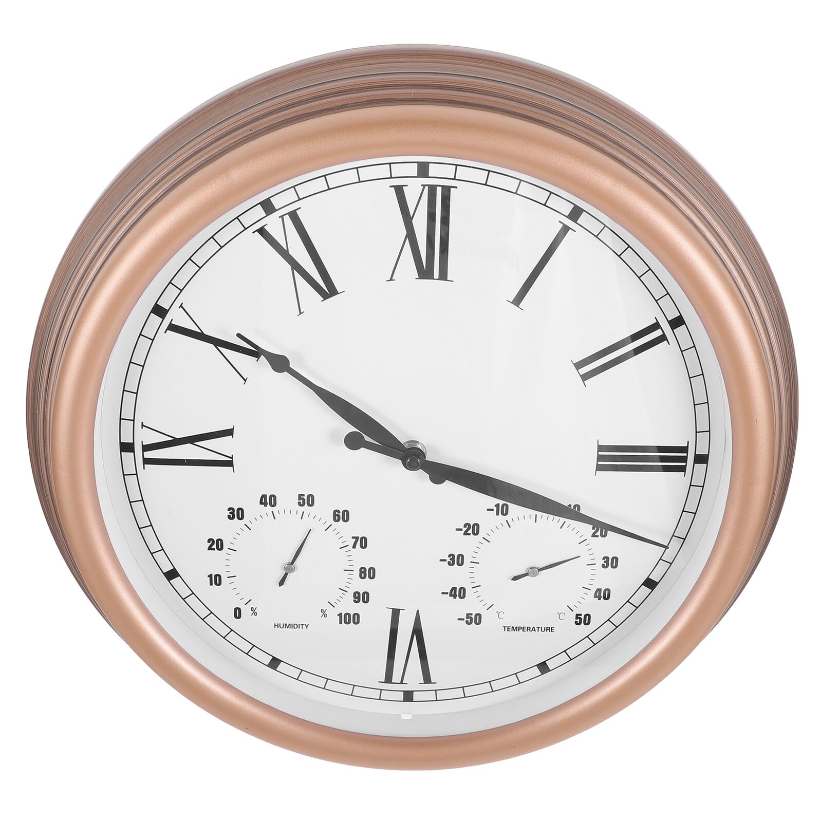 Supvox Gartenuhr für Draußen mit Thermometer und Hygrometer Römische Ziffernanzeige Wetterfeste Außenuhr Ip44 aus Kunststoff und Glas Garten Wanddeko für Sommerliche Atmosphäre