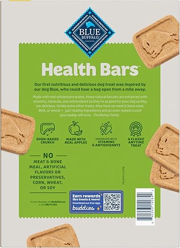 Miniatura 37 de Blue Buffalo Health Bars - Galletas crujientes para perros, horneadas al horno con ingredientes naturales, tocino, huevo y queso, bolsa de 16 onzas