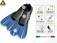 Vista 2 de Cressi - Aletas de natación cortas para adultos con bolsillo para pie completo y autoajustable - Perfectas para viajar - Agua Short: Fabricado