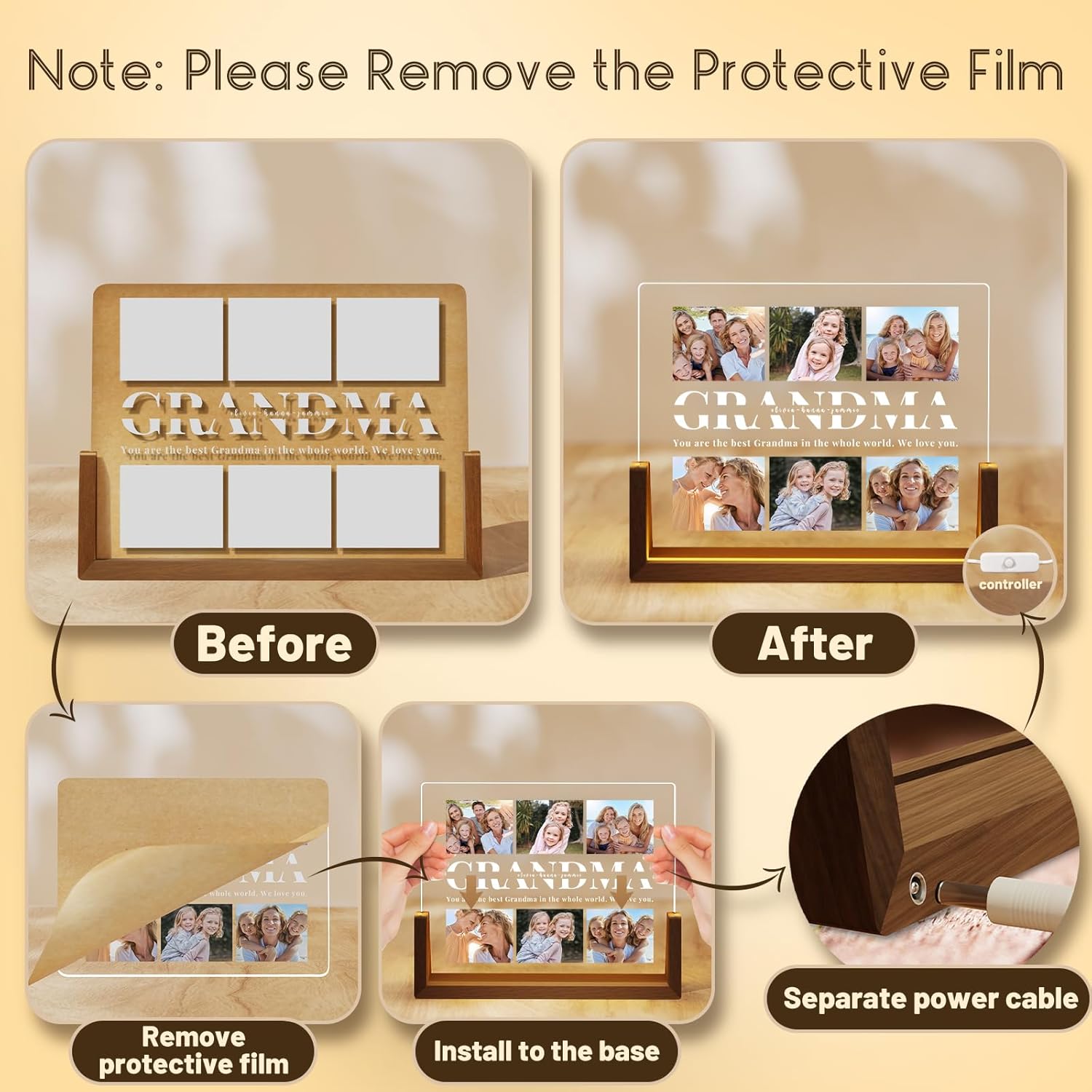 Personalized Grandma Picture Frame, Custom Grandma Gifts for Mothers Day from Grandkids, Customized Grandma Photo Frame, Best Grandma Ever Gifts on Birthday - Image 5