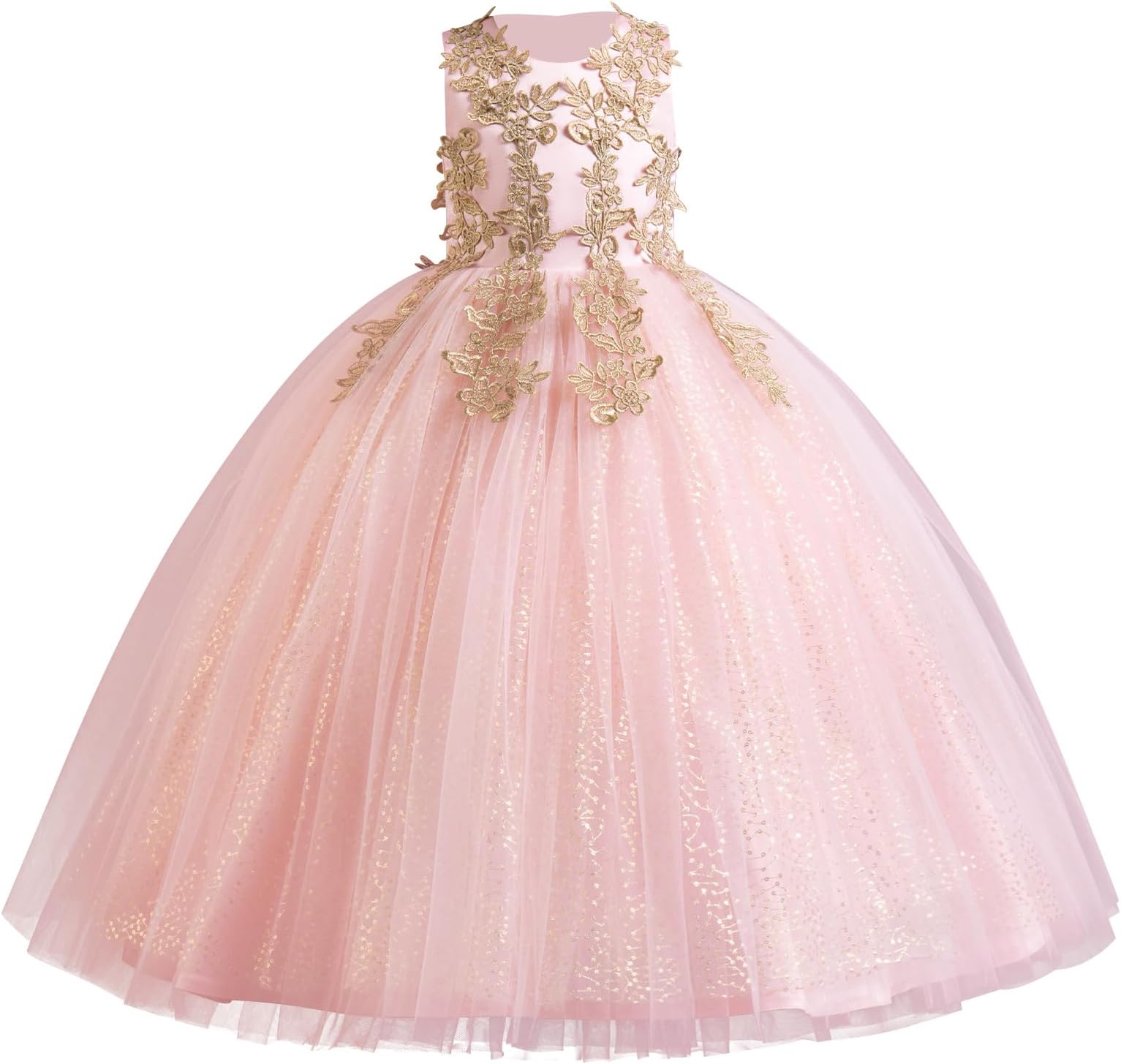 IBTOM CASTLEFlowers Girls Tulle Lace Princess Pageant Festival Carnival Floor Long Prom Dance Formal Evening Maxi Dresses