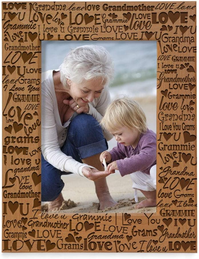 KATE POSH I Love You Grandma, Grammie Engraved Picture Frame, Grandma & Me Gifts, New Grandma, New Baby, Mother's Day, Grandparent's Day (5x7-Horizontal)