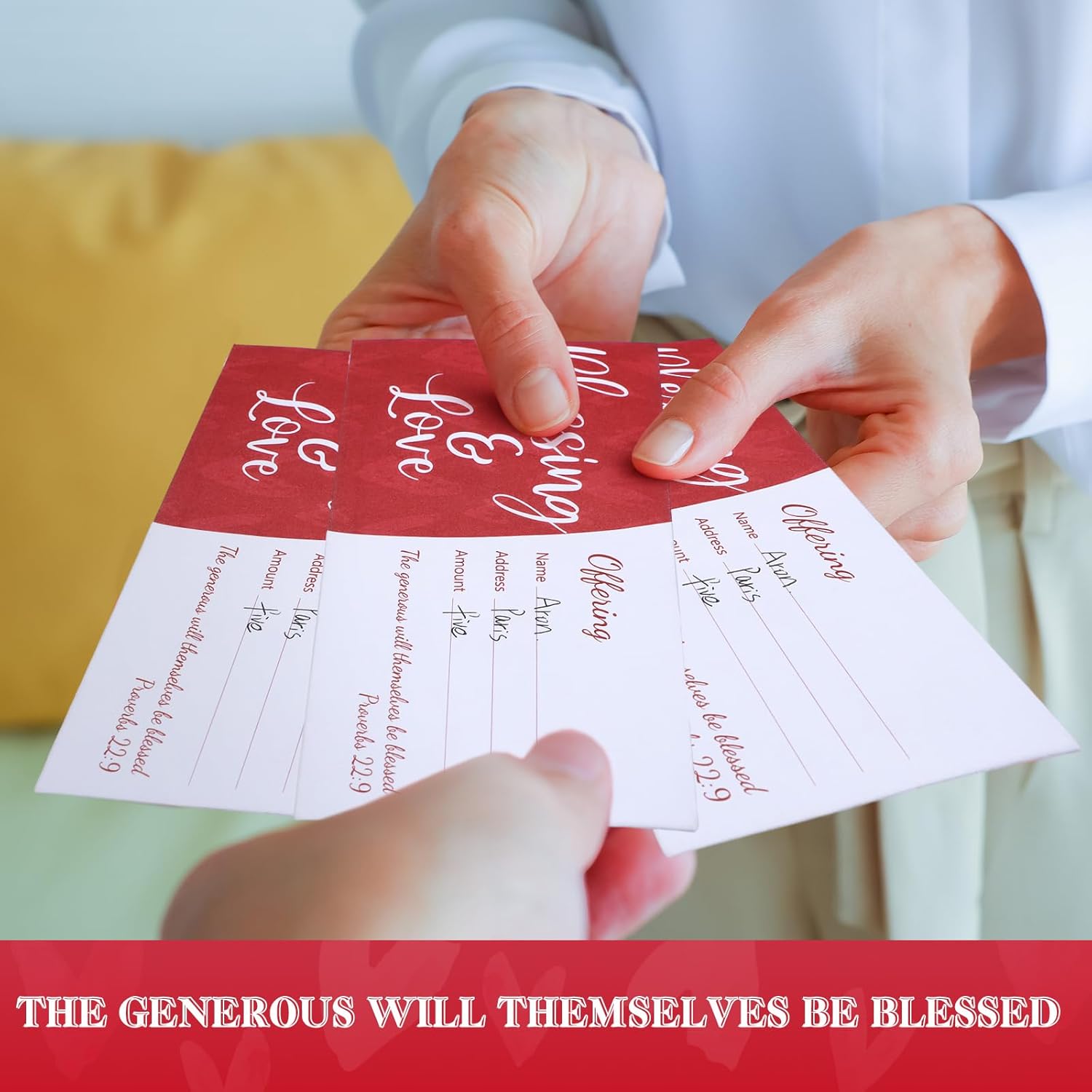 200 Pcs Church Offering Envelopes Tithe and Offering Envelopes for Church Blessings and Love Cash Envelope Bill Size for Tithes Checks and Donations