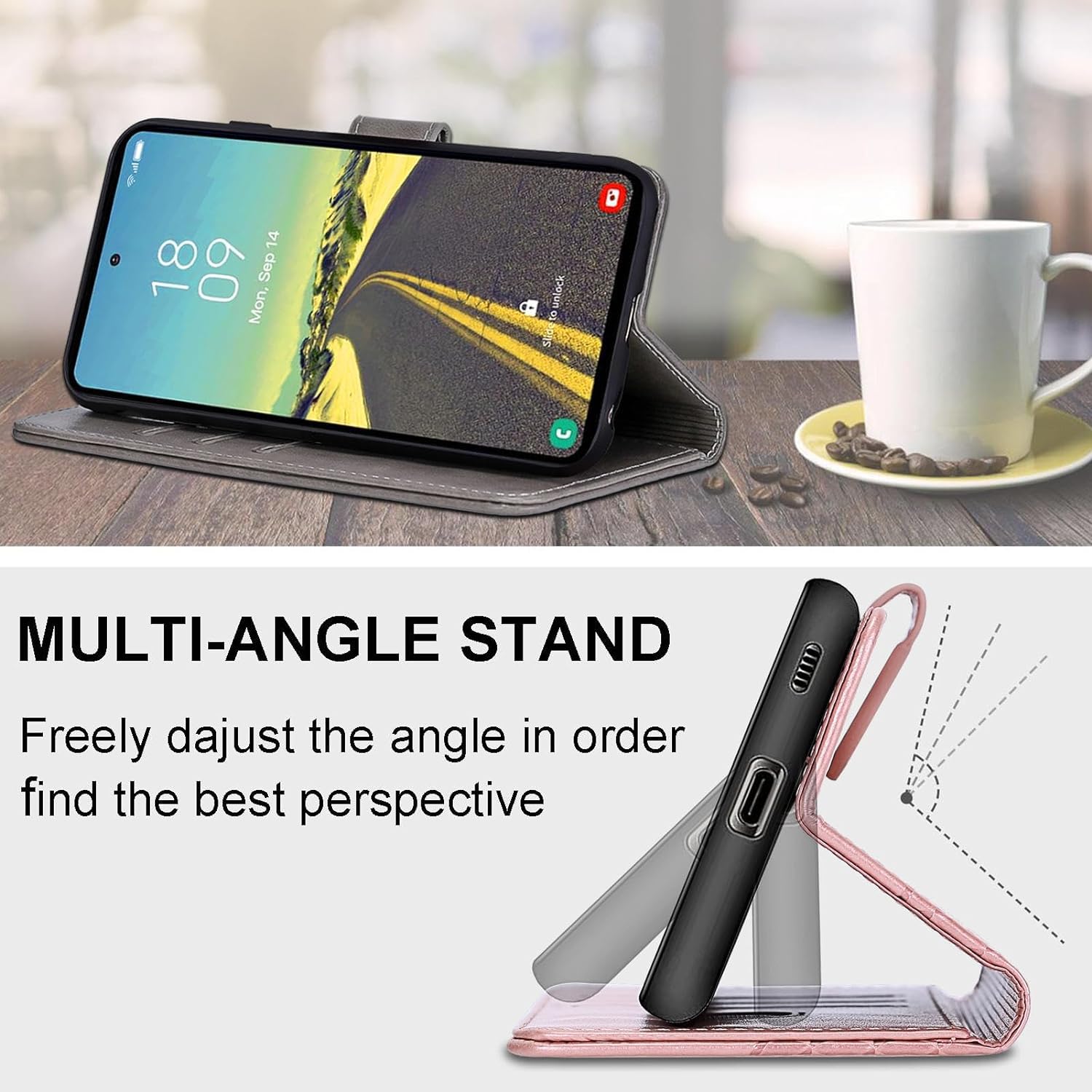 Leder Hülle Für Huawei Mate 20 Lite / Maimang 7 – Magnetverschluss, Kartenfächer, Standfunktion, Blau Mit Schmetterling