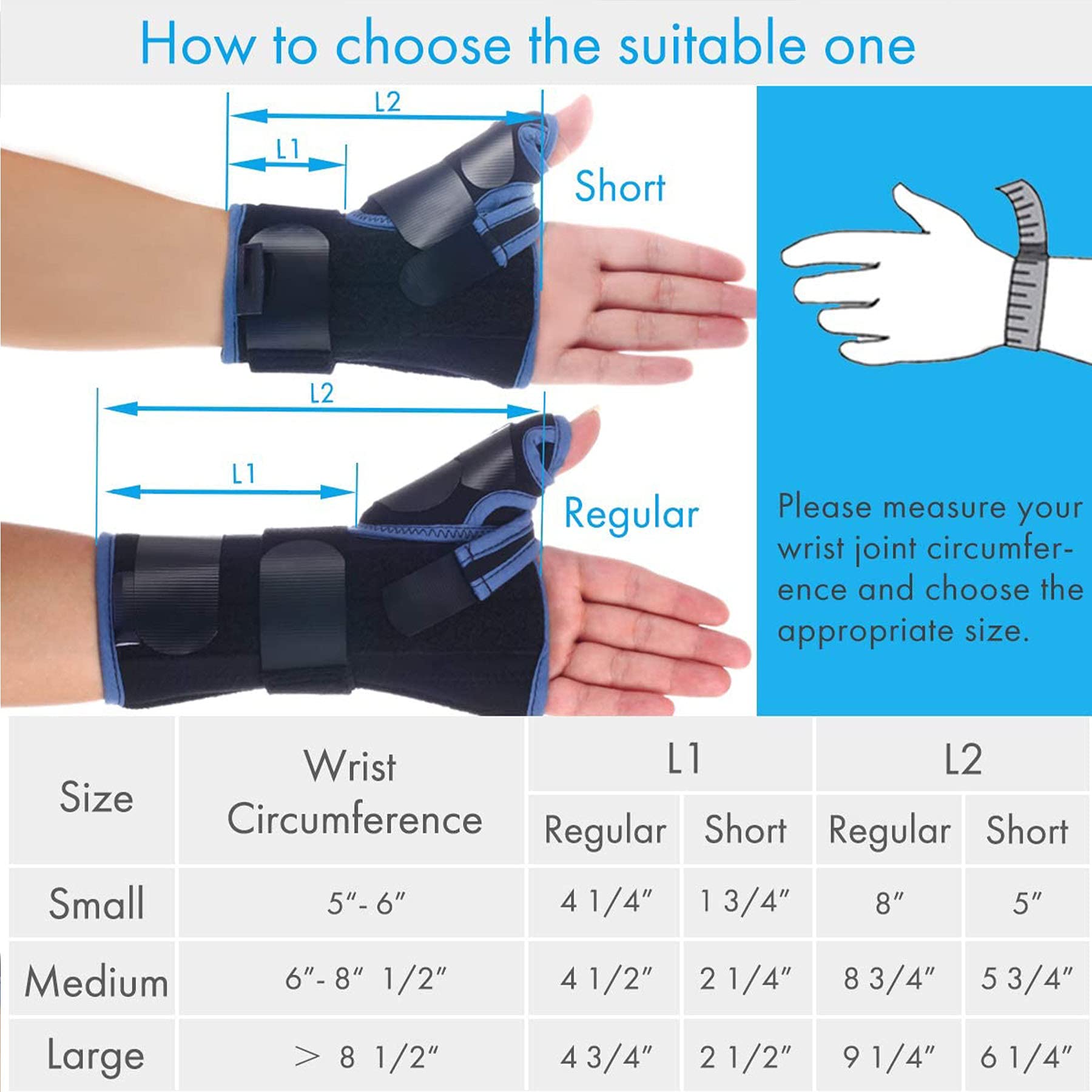 Stecca per Polso Tutore Tendinite della Mano Artrite Distorsione Lesioni Sportive Sollievo dal Dolore Supporto Regolabile Stecca Sollievo per Lesioni Polso per Tunnel Carpale,Short Left,M