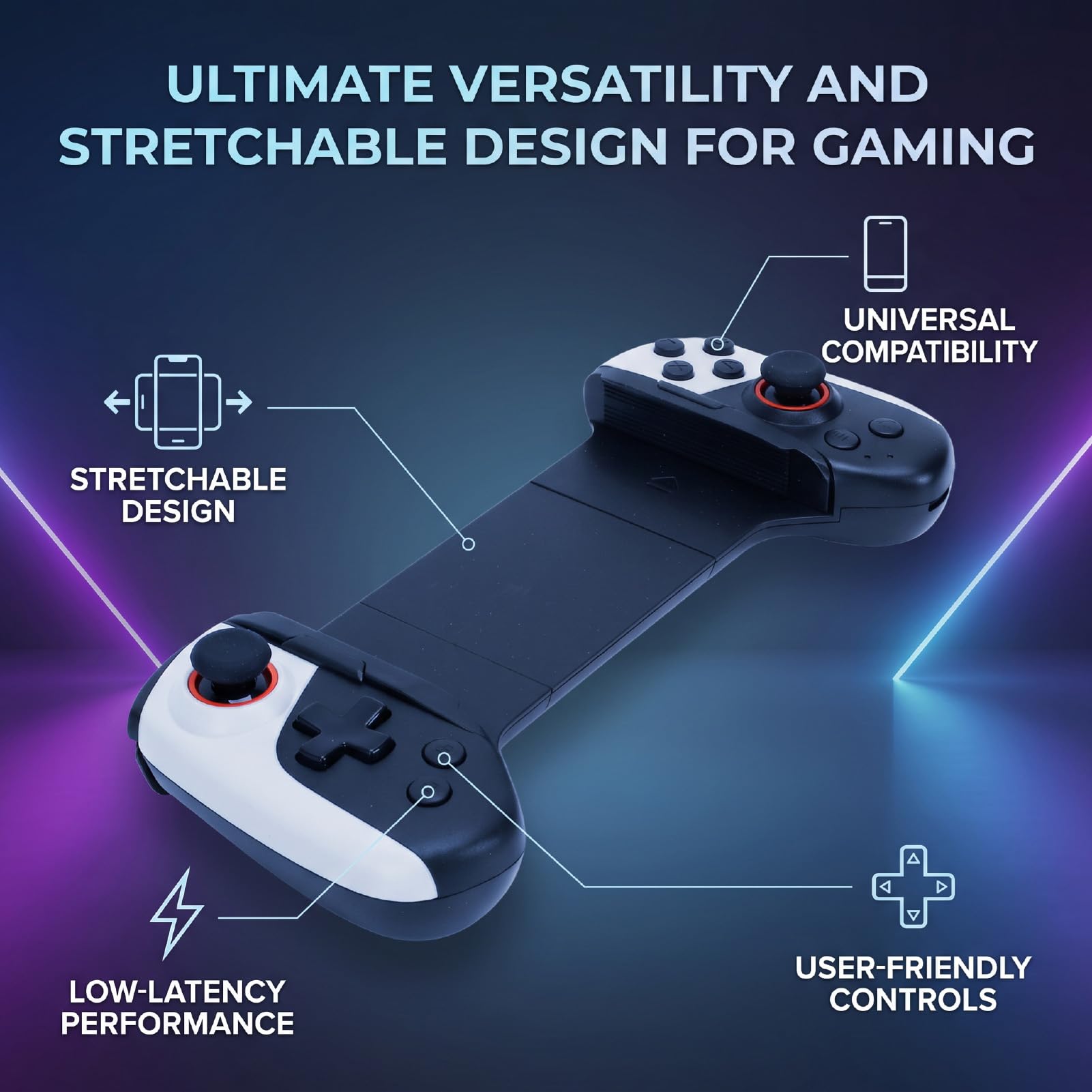 Controller di Gioco Mobile di Tipo C, Bassa Latenza | Plug and Play, Bluetooth, Impugnatura Ergonomica, Controller Telefonico Retrattile per PC Android IOS