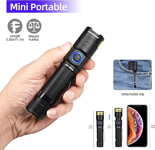 Miniatura 4 de DARKBEAM Linterna UV de 365 nm, luz negra, linternas ultravioleta LED, lámpara de madera, recargable USB-C enfocable resistente al agua para