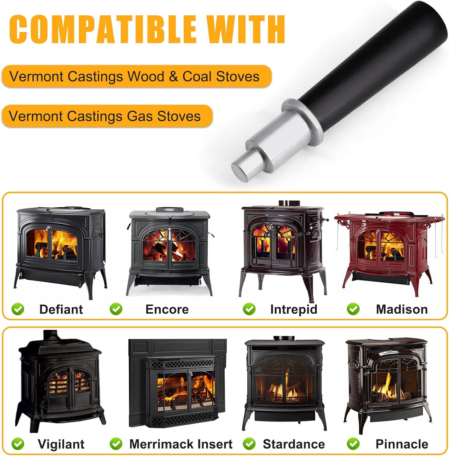 Criditpid 30004175K Wooden Fallaway Handle for Vermont Castings Wood Stove Parts, Fireplaces Door Handles for Vermont Castings Defiant, Encore, Intrepid, Madison, Merrimack, Resolute, Vigilant Stove