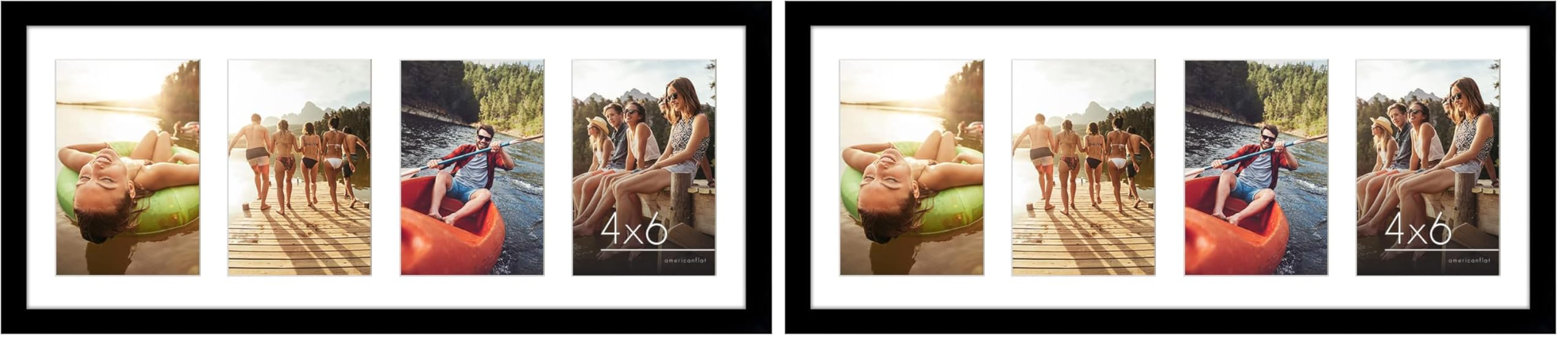 Cadre photo collage noir mural pour personnaliser votre salon avec 4 photos