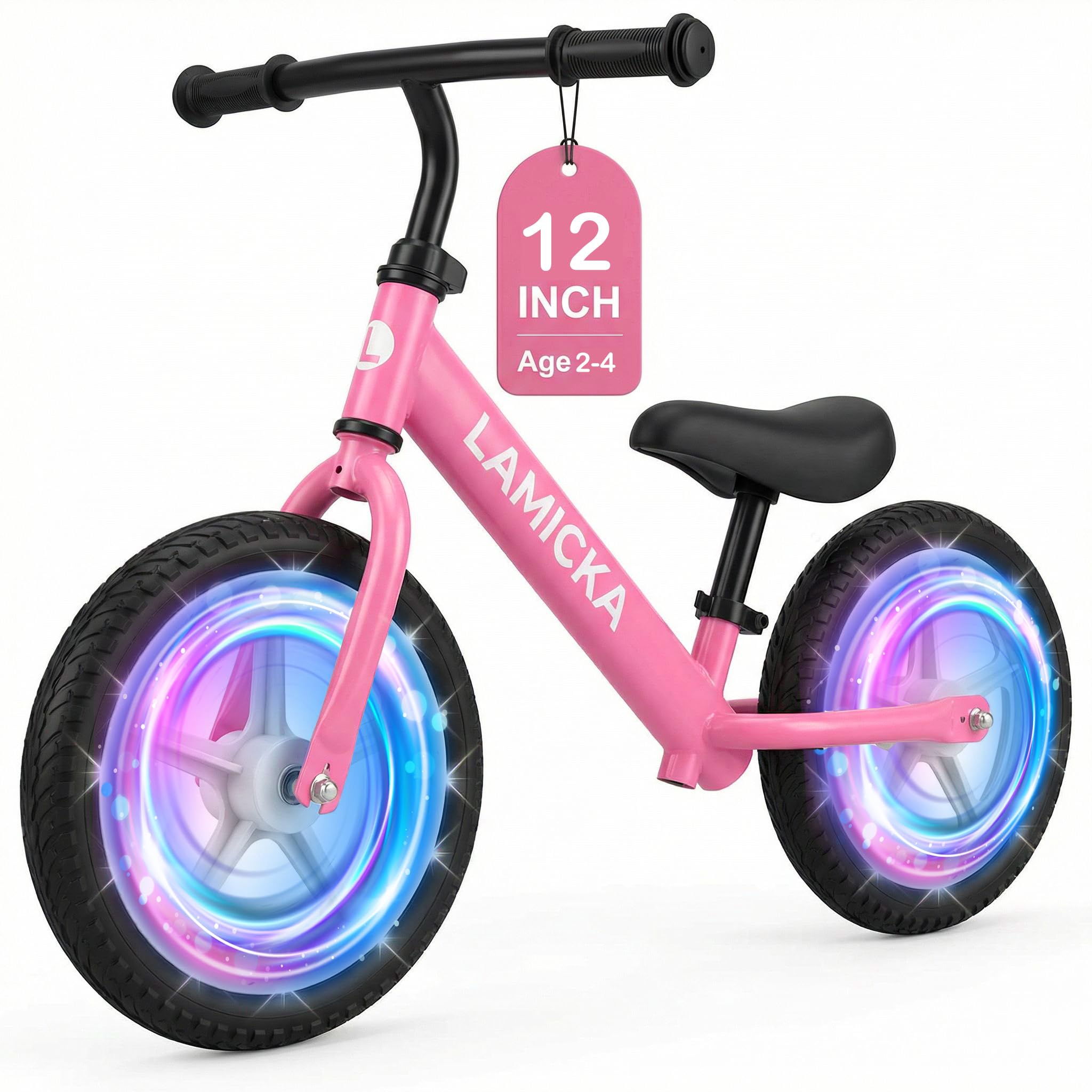 TRIOBLADE 12"/14" Balance Bike 2-5 Year Old Toddler Bike Kids Baby First Bike Training Bicycle No Pedal Adjustable Handlebar/Seat Gift for 2-5 Year Old Boys Girls(Pink)