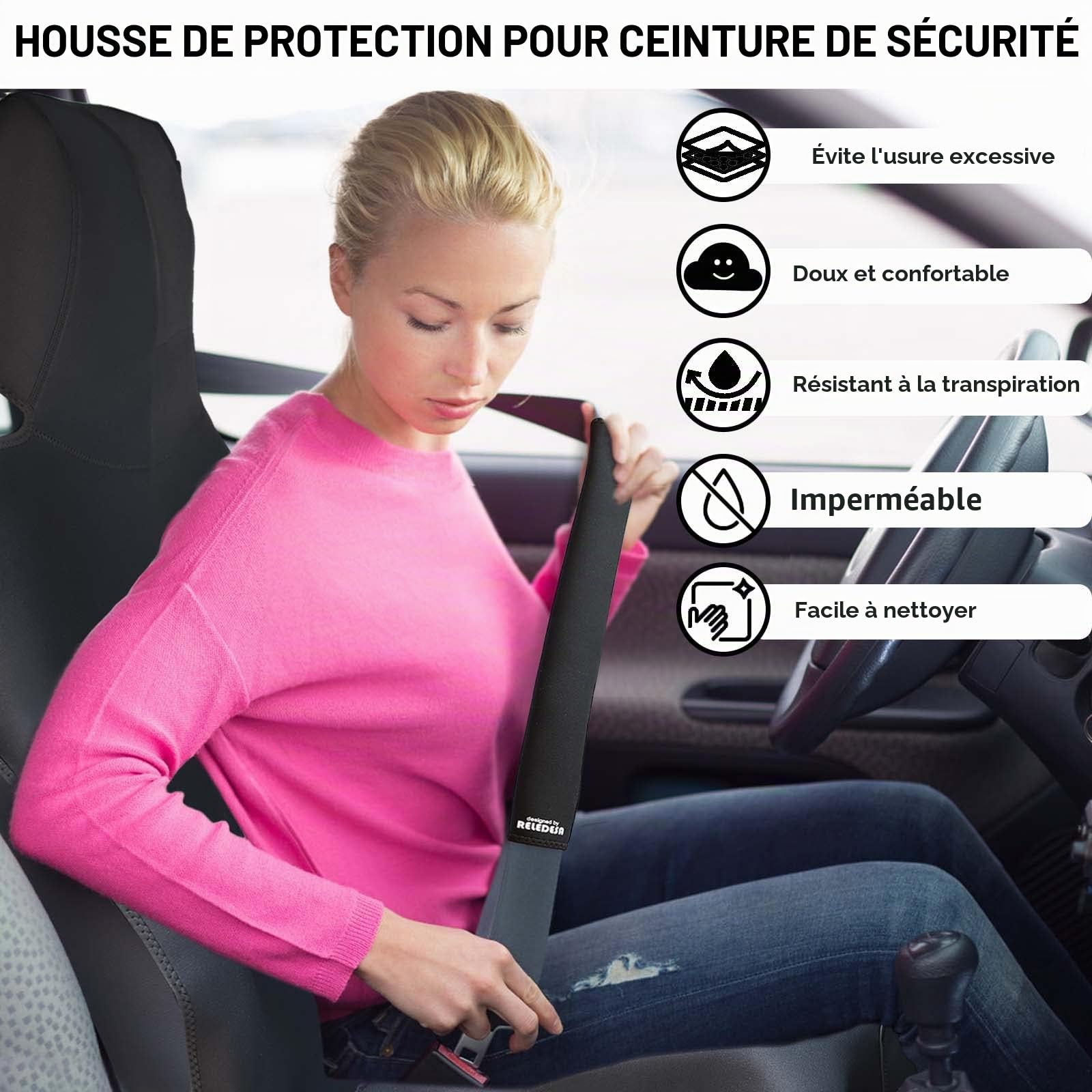 1PC Améliorée Élargi Housse siege voiture impermeable pour Tesla Model Y/Model 3, neoprene Housse voiture avant pour Tesla Model S/Model X, avec 3 sangles à boucles et pochette de rangement (Noir)