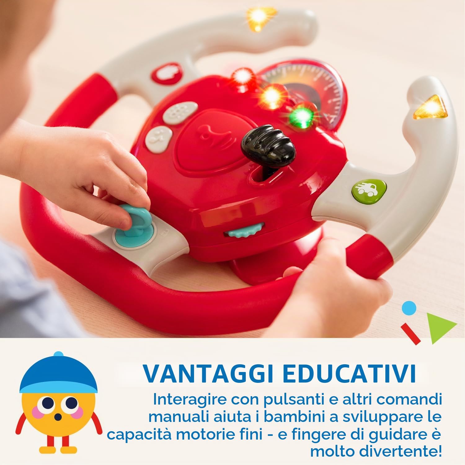Battat - Orientato alla sterzatura - Volante interattivo - Auto giocattolo portatile - Giochi e canzoni per bambini - Viaggio in macchina per bambini - 2 anni +