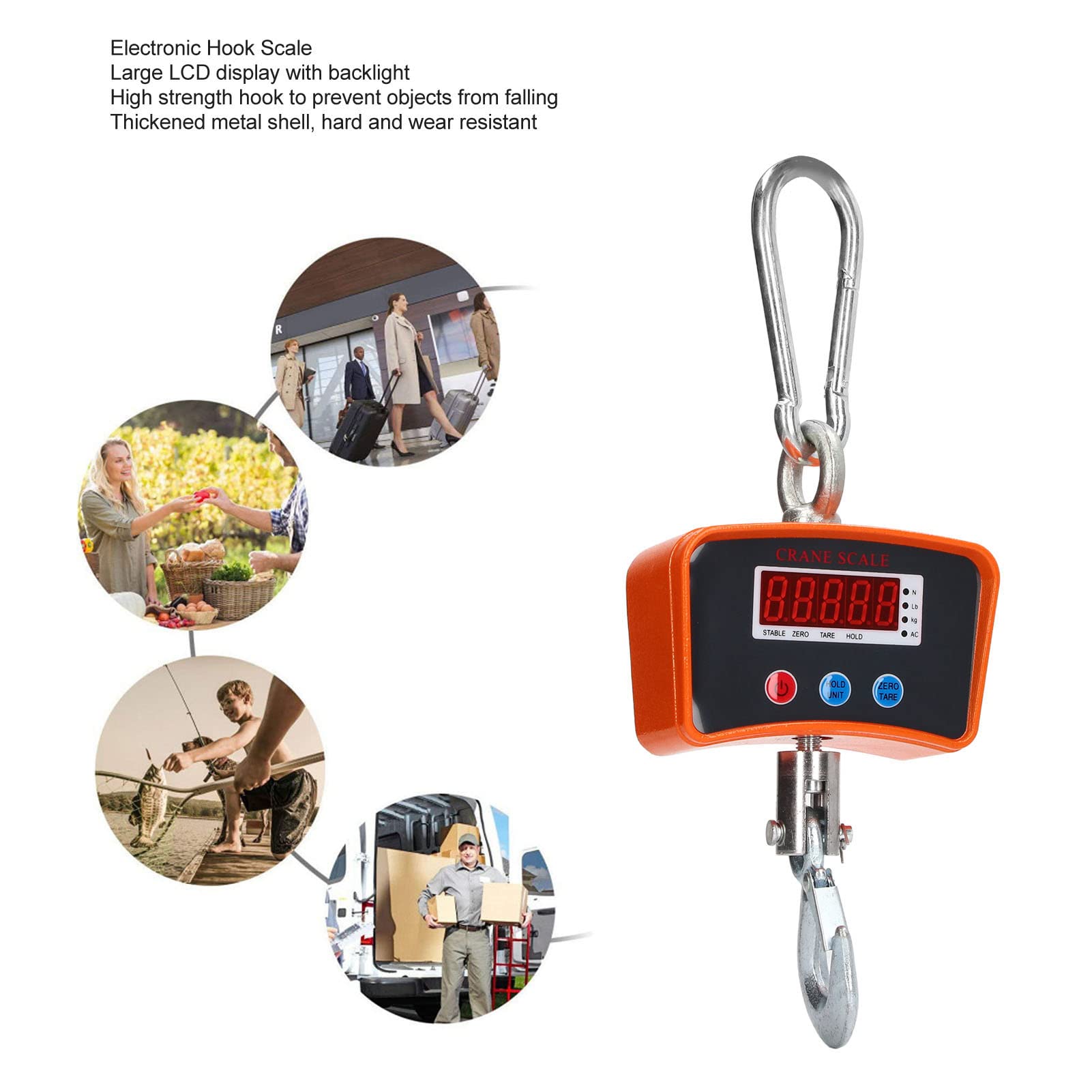 FLEXMAN Digital Crane Scale, 1000KG Digital Display Industrial Electronic Hanging Scale with Rechargeable Battery for Industrial, Workshop, Factory, Warehouse