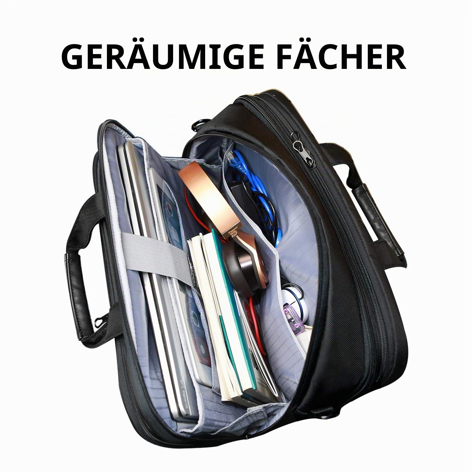 KROSER Laptop Tasche XXL 18,5 Zoll Wasserabweisend Umhängetasche Erweiterbar Business Aktentasche Schwarz