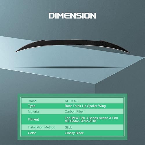 Miniatura 2 de SCITOO Alerón trasero, alerón trasero negro brillante, alerón trasero de fibra de carbono fuerte para 2012-2018 para BMW F30 Serie 3 para Sedan y