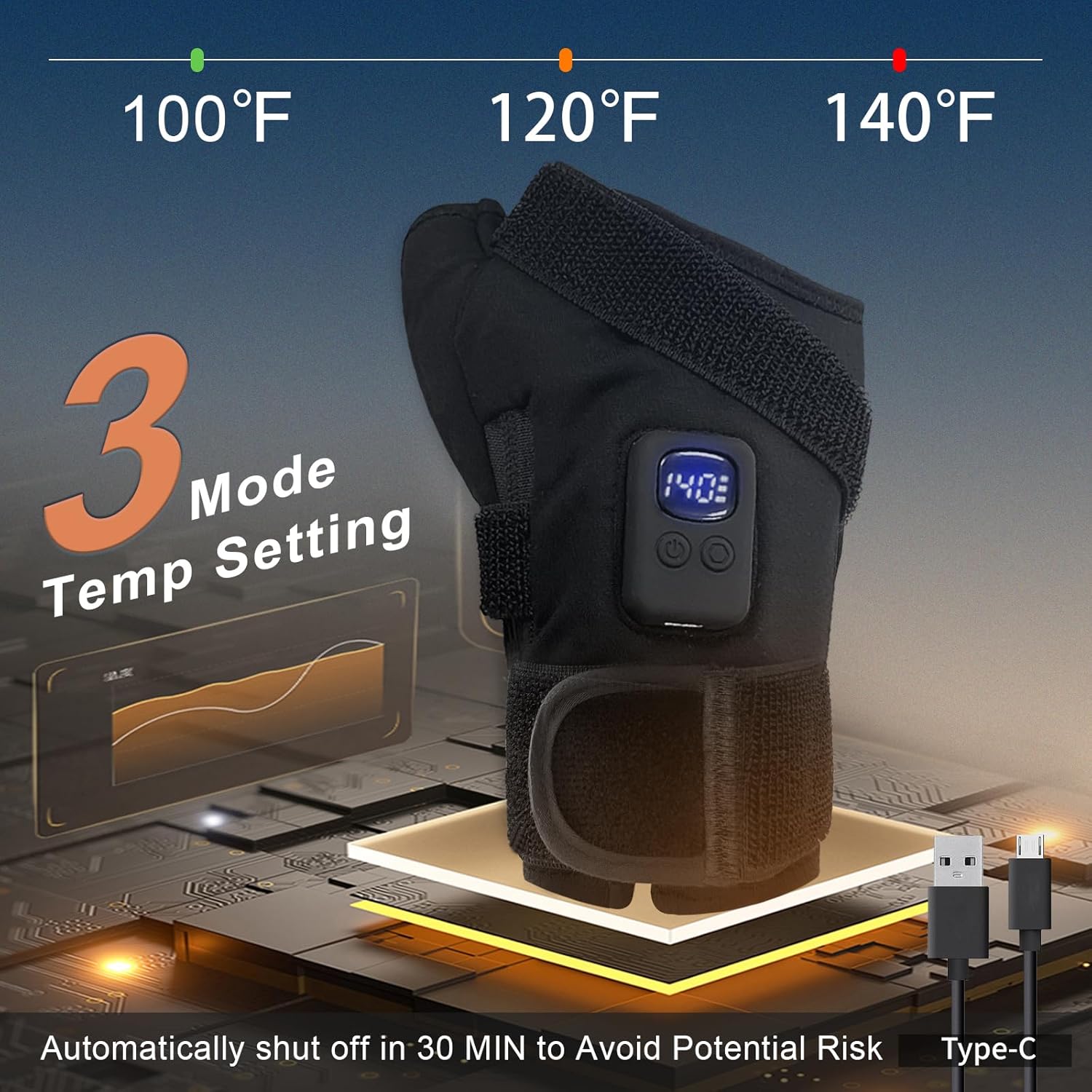 Heated Carpal Tunnel Arthritis Compression Wrist Brace Gloves for Women Men for dequervains tendonitis Pain for Hands Trigger Finger - Image 3