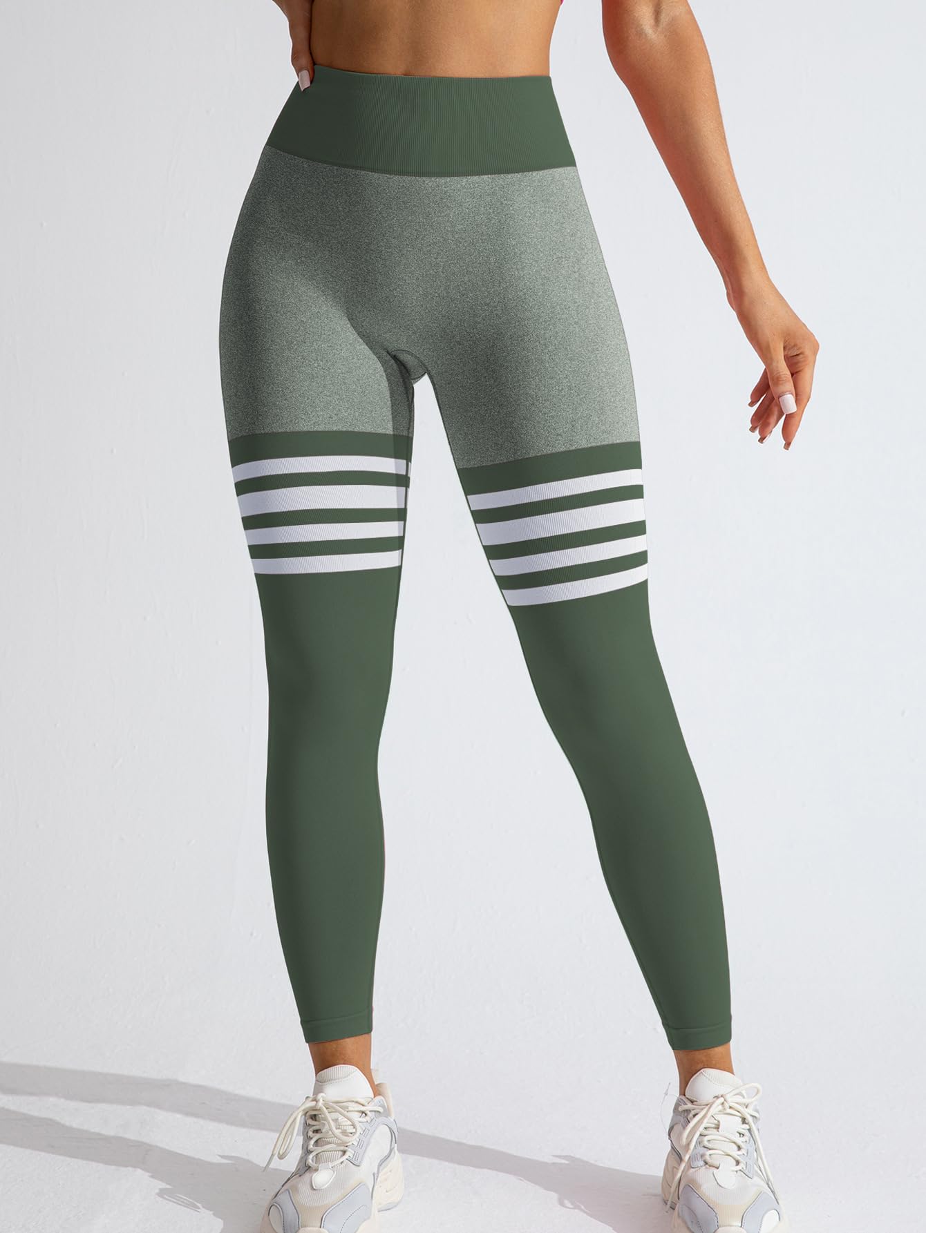 JXpxbao V-Taille Streifen Leggings Für Damen Hohe Taille Nahtlose Booty Für Yoga Workout