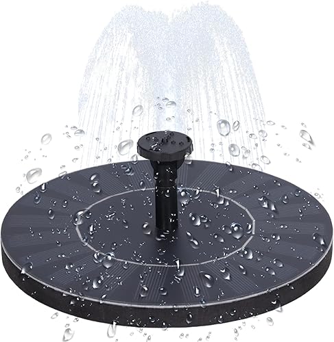 Bomba solar para fuente de baño para pájaros, fuente solar de 2.5 W con 5 boquillas, bomba de fuente de agua flotante de pie libre para jardín,