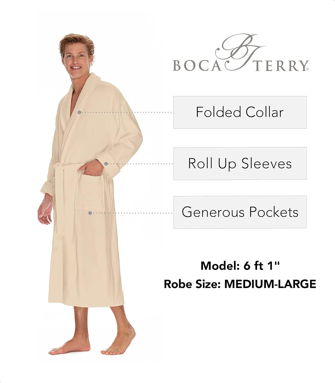 Boca Terry Mens Soft Waffle Knit Robe - Long Spa, Resort & Hotel Bathrobe for Men - Luxury Bath Robe - Image 2