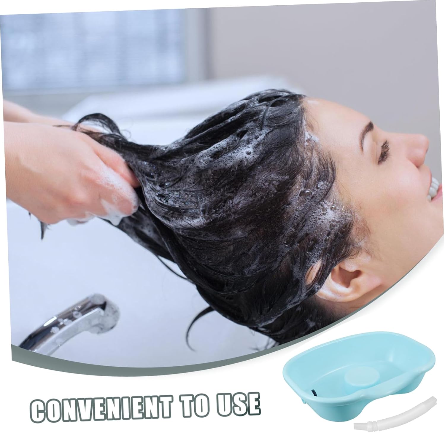 CALLARON Bedside Washing Basin Portable Shampoo Bowl for Pregnant Women Elderly Easy Operation Hair Wash Sink Neck Support