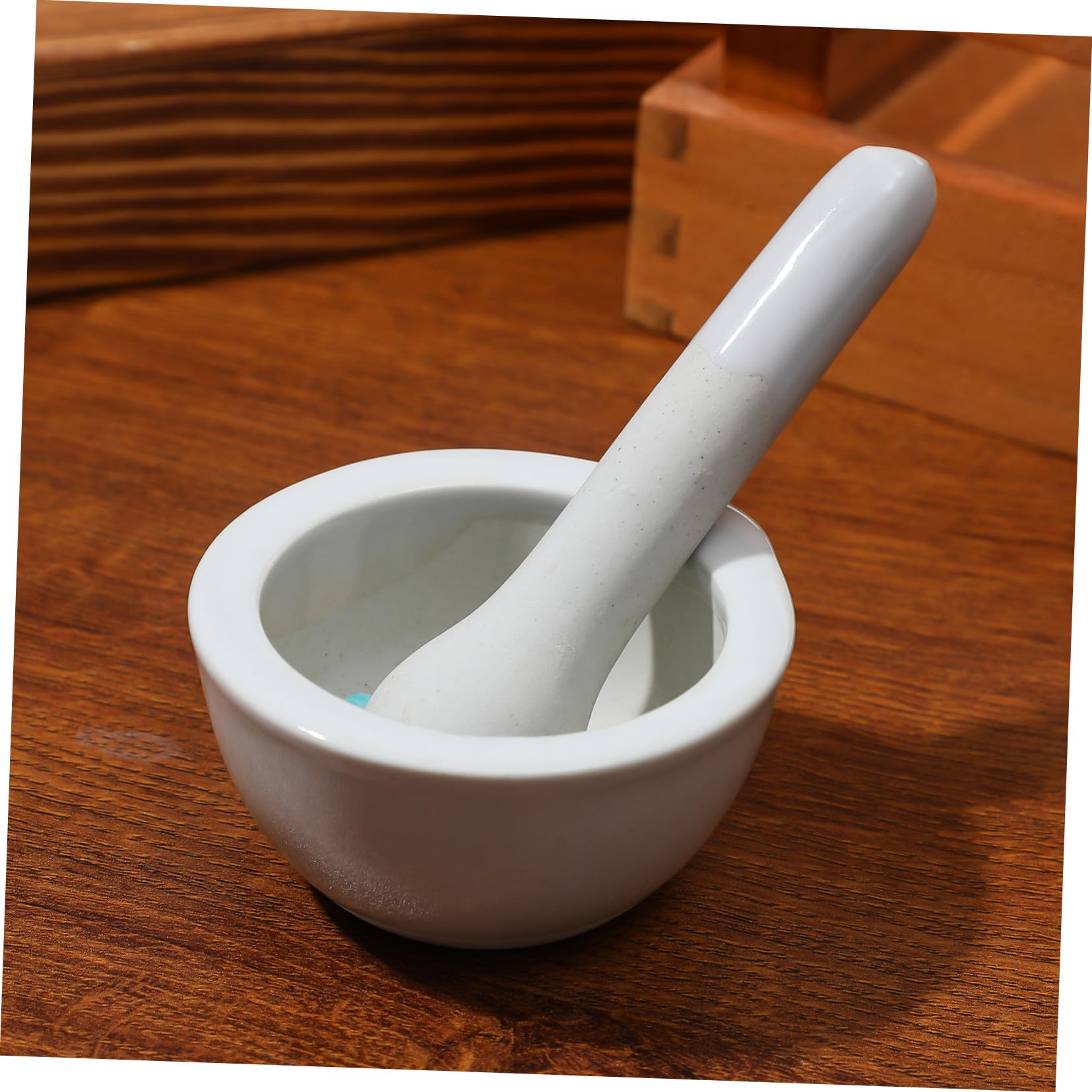 Juego de 2 Morteros de Porcelana Redondos para Moler Especias y Medicinas Acabado Artesanal y Diseño Elegante para Cocina y Uso Científico