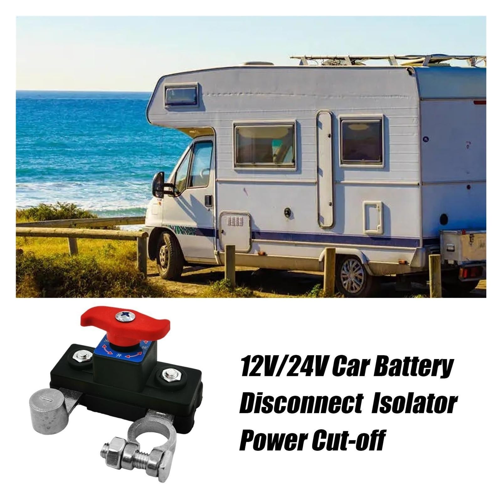 12 V/24 V Battery Disconnect Control, Heavy Duty Automotive Terminal Quick Shut Off Isolator with Master Kill for Car Truck Motorboot (C)