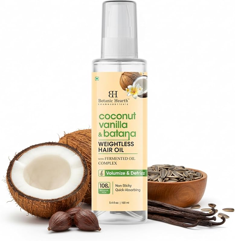 Coconut Vanilla & Batana Weightless Hair Oil - 3.4 fl oz | With Vanilla, Batana & Coconut Oil | Lightweight Non-Greasy Formula | Smooth, Silky Hair & Shine | For Thin, Fine & Dry Hair