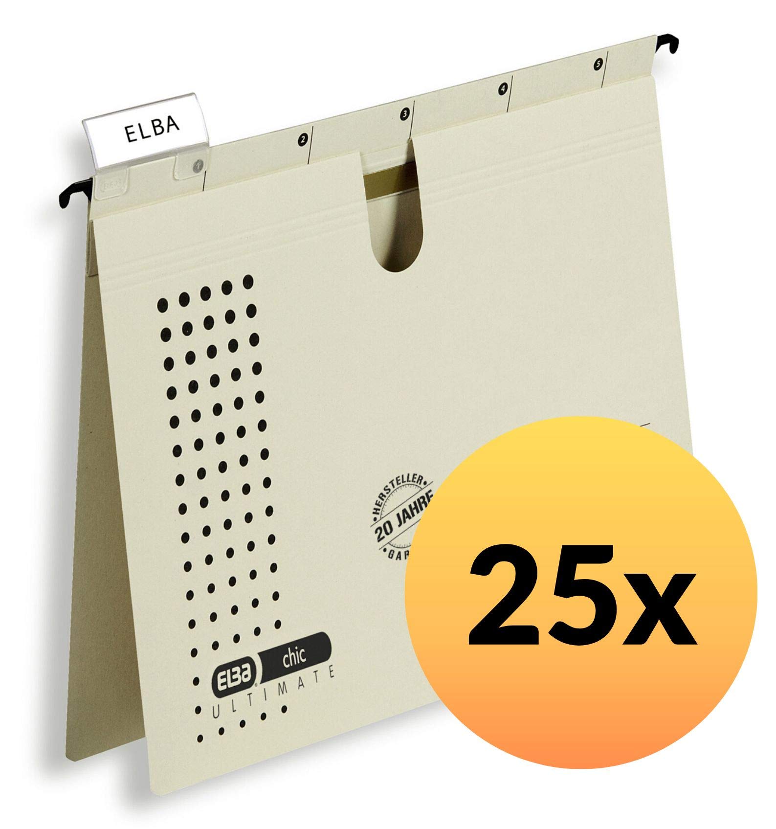 ELBA Hängehefter chic für A4, aus Karton, chamois, 25er Pack