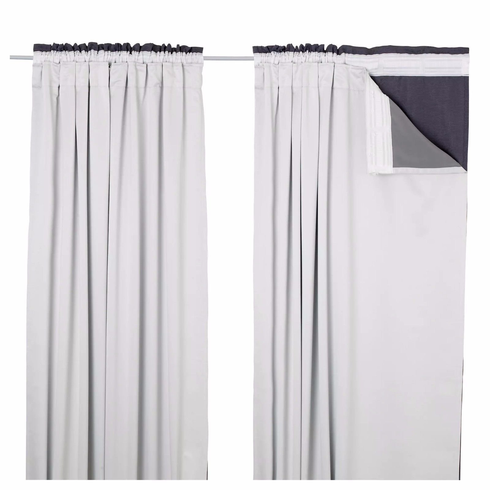 Noah's Linen BLACKOUT THERMAL CURTAIN LINING PAIR 46" x 54 3 PASS INSULATED Solar reflective coated “Curtain Hooks Included”