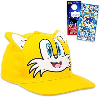 Sonic Tails Baseball Cap - Tails Costume Hat Bundle with Miles Tails Baseball Hat from Sonic the Hedgehog for Kids Plus Stickers, More | Miles Tails Sonic Accessories for Boys