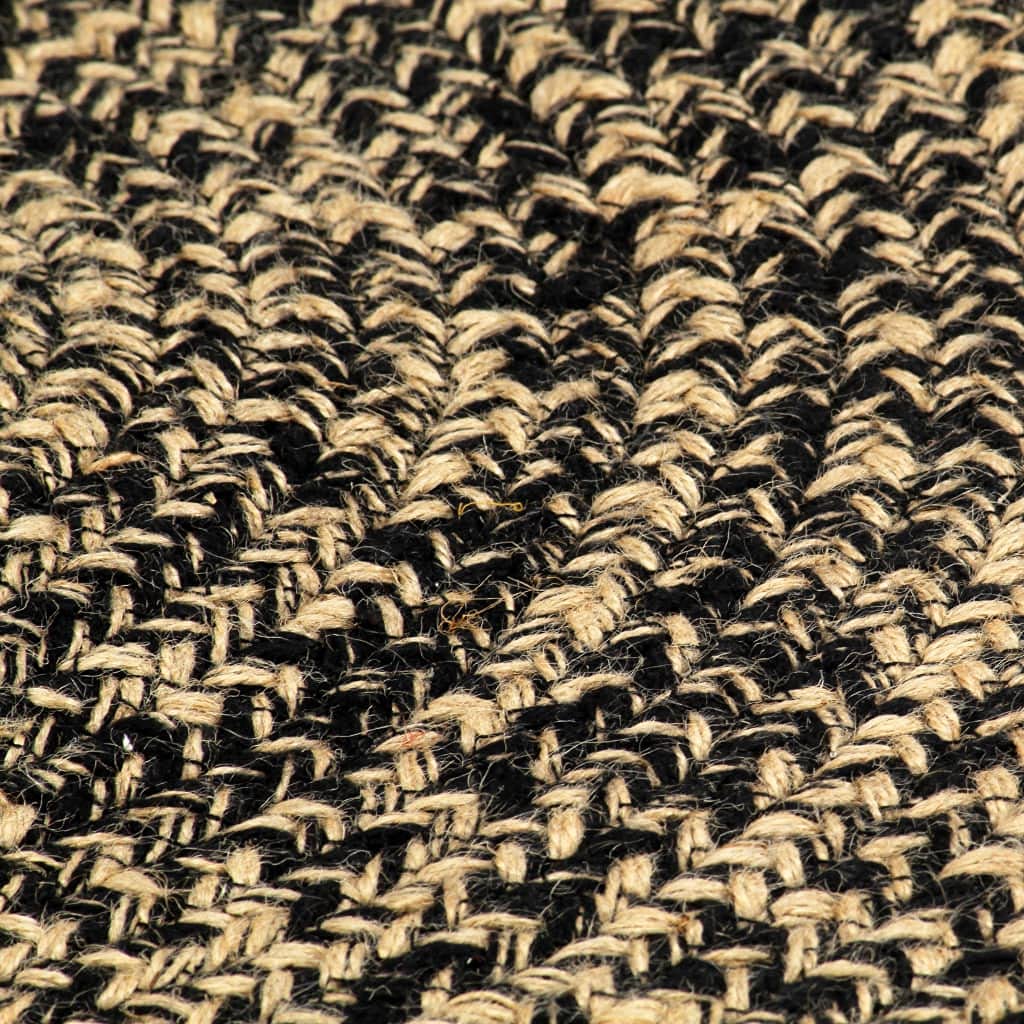 Tapis Fait Main en Jute Noir et Naturel 120 cm pour Salon Chambre Cuisine intérieur décoration Durable et Facile d'entretien