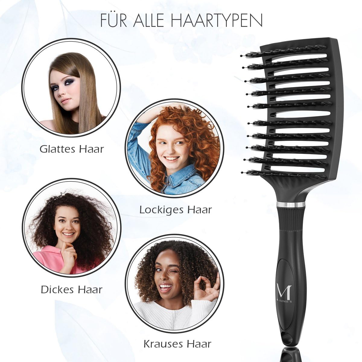 Moonie's Dertangler Hairbrush, Premium Detangling Brush, For Wet & Dry Hair - Image 3