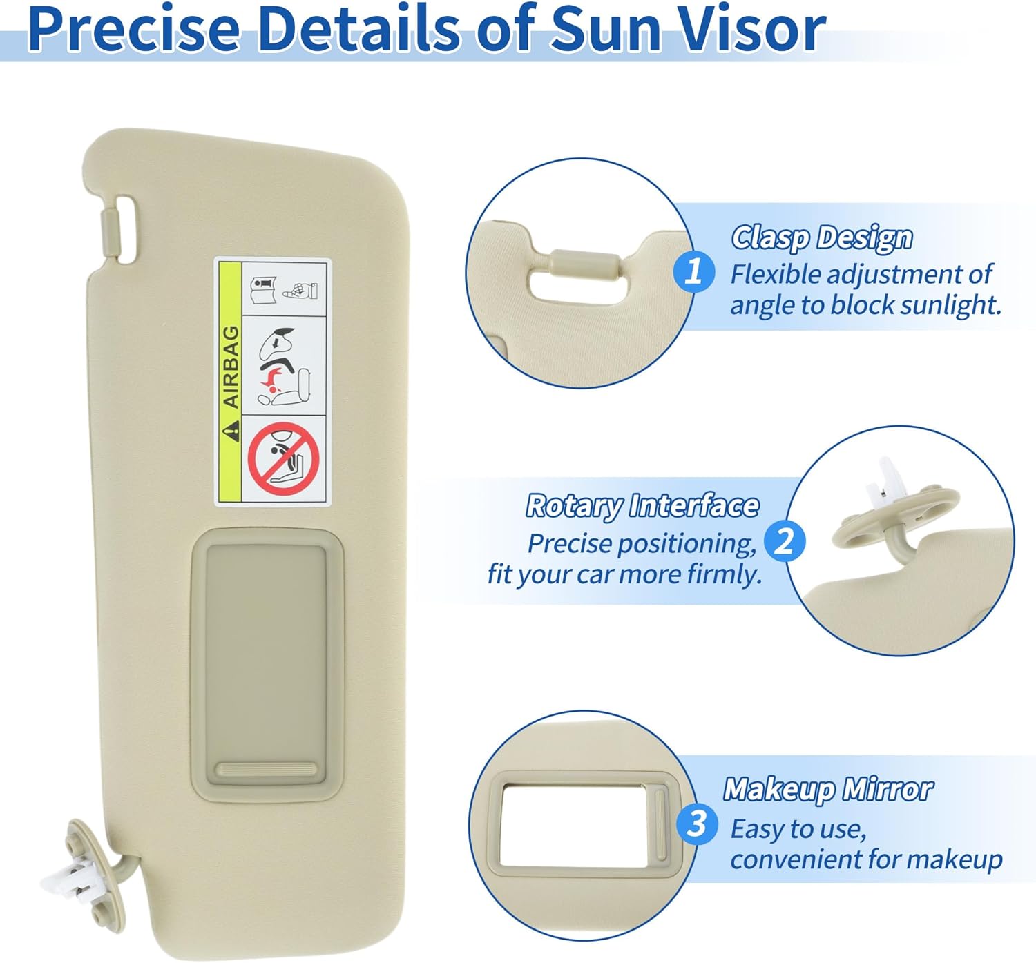Left Side Sun Visor Fit for Lexus GX460 2010-2023 for Toyota Land Cruiser & Prado KDJ155 / KDJ150 2009-2023 Replace No.74320-60D22-A0 Sun Protection Shade Sunshade Beige