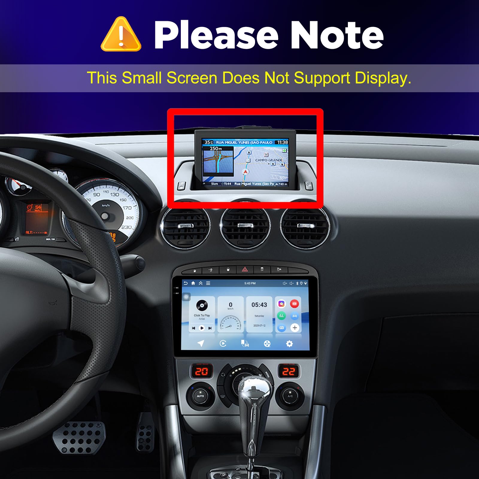 NHOPEEW Autoradio 4+64G Android pour Peugeot 308/408 2007-2013 avec Carplay sans Fil et Android Auto - Écran incell 9 Pouces Prise en Charge WiFi GPS Commandes au Volant + Caméra de recul, Canbus