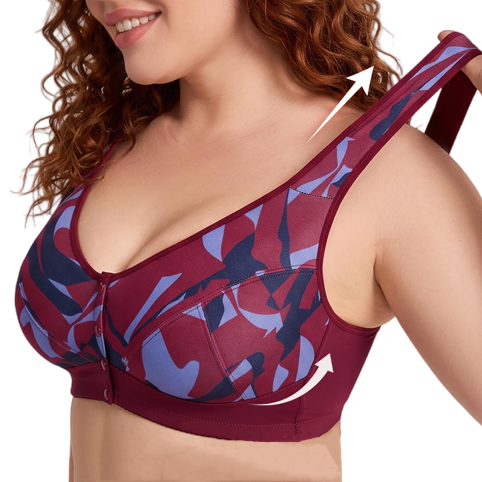 Reggiseno Donna Senza Ferretto Confezione da 4, Apertura Frontale, Comodo Reggiseno Push Up Contenitivo Posturale, Brassiere Top Intimo per Taglie Forti Curvy E Uso Quotidiano
