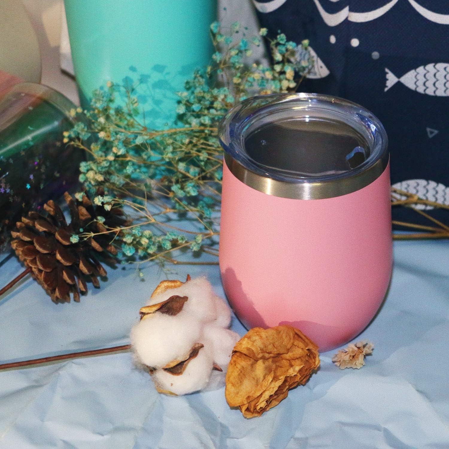 8-Pack 12 OZ Stainless Steel Wine Tumbler With Lid - Double Wall Vacuum Insulated Travel Cup for Coffee, Cocktails, Ice Cream (Combination Color) - Image 4