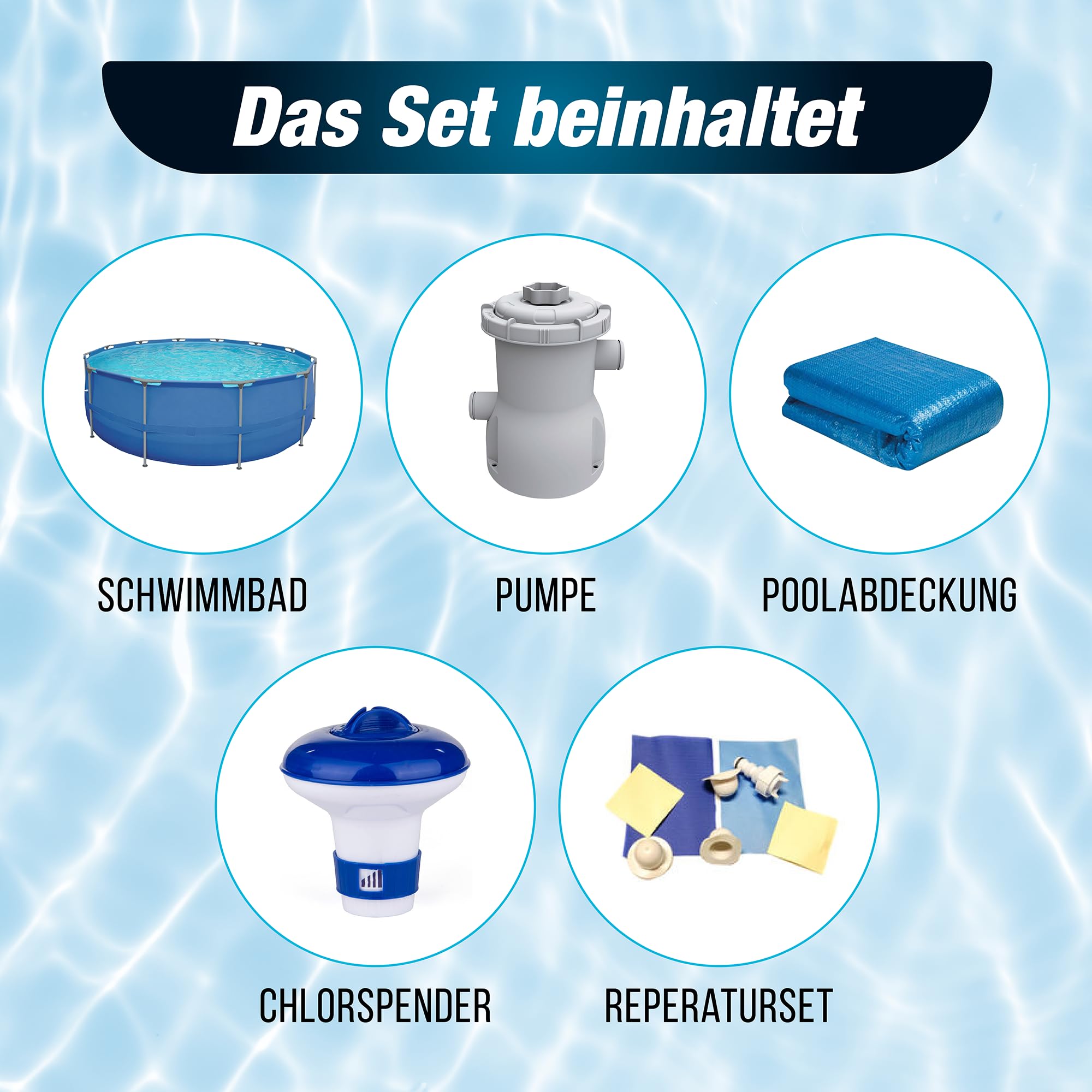 Gartenpool Stahlrahmenbecken Komplett-Set mit Filterpumpe Ø 300 x 76 cm rund Steel Frame Pool