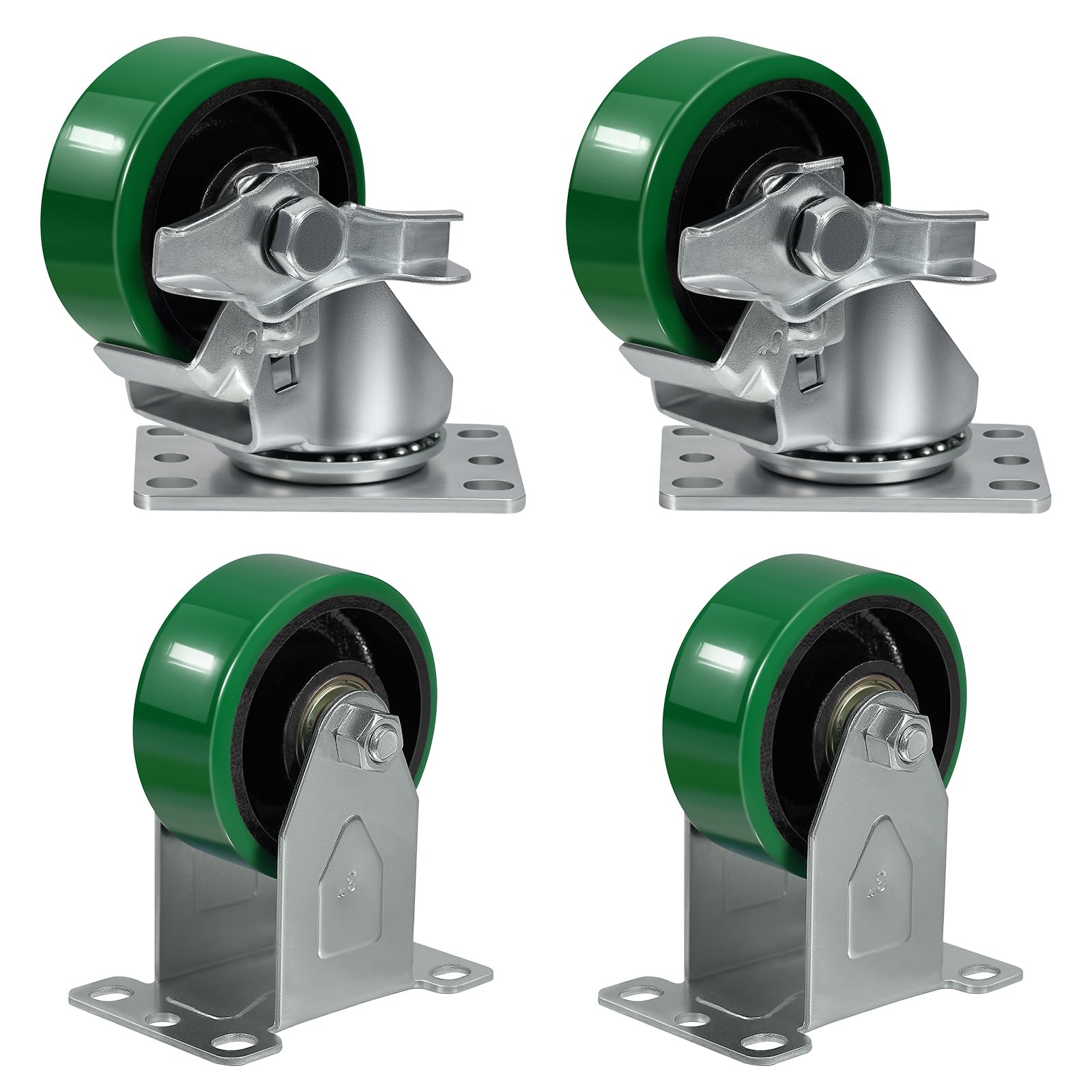 ASOMWLS 3" Industrial Caster Wheels, Heavy Duty Casters, Premium Thick Polyurethane Tread Cast lron Center, Non-Marking, for Cart, toolboxes, Set of 4