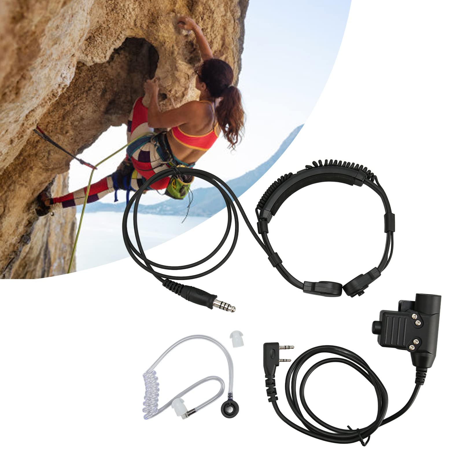 Auricolare Microfono Gola, Microfono Auricolare con Microfono PTT a Dito, Auricolare Radio Telescopico a 2 Vie per UV 5R BF 888S BF F8 BF F9 UV 82