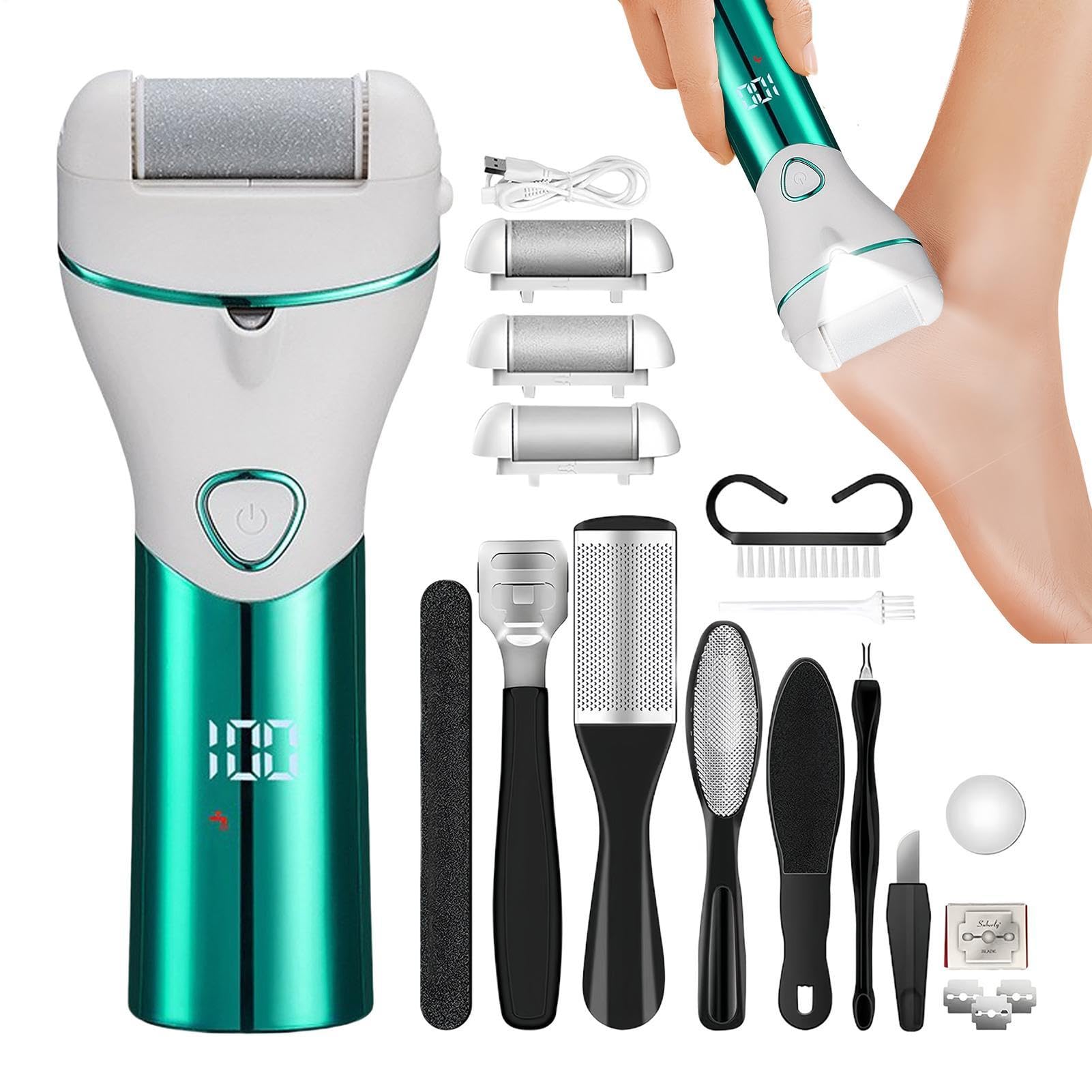 Rimozione Callosità Per Piedi Kit Cura Dei Piedi Per Rimuovere Calli E | Rimozione Pelle Morta 3 Testine Abrasive Per Donne E Uomini Pelle Screpolata, Secca, e Calli Spessi