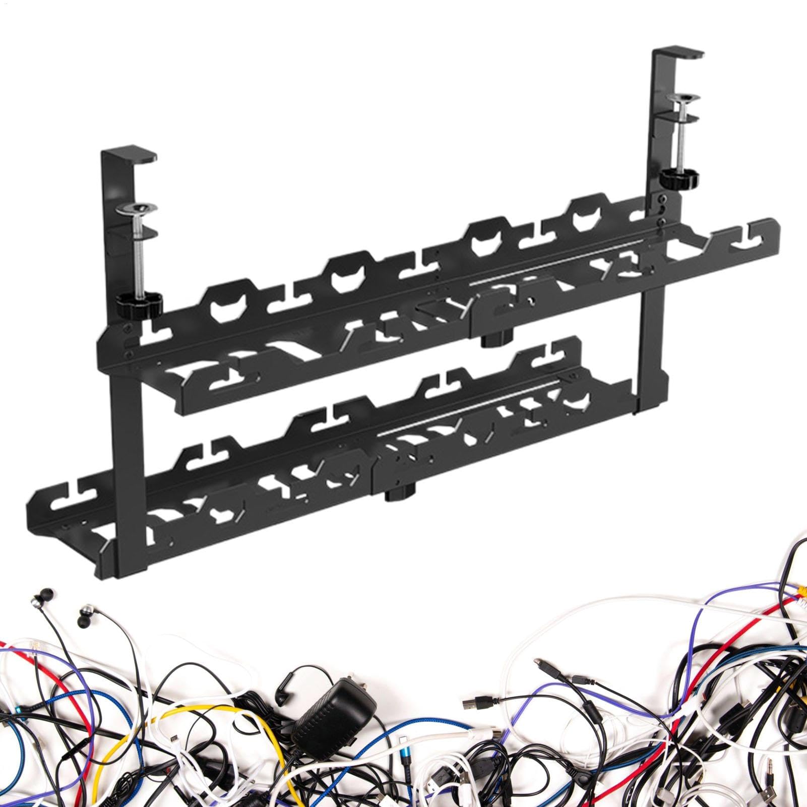 Bandeja de gestión de Cables para Debajo del Escritorio, Cesta de gestión | de Cables sin Taladro, Estante para Cables, gestión de Cables Debajo del Escritorio para Cables, gestión de