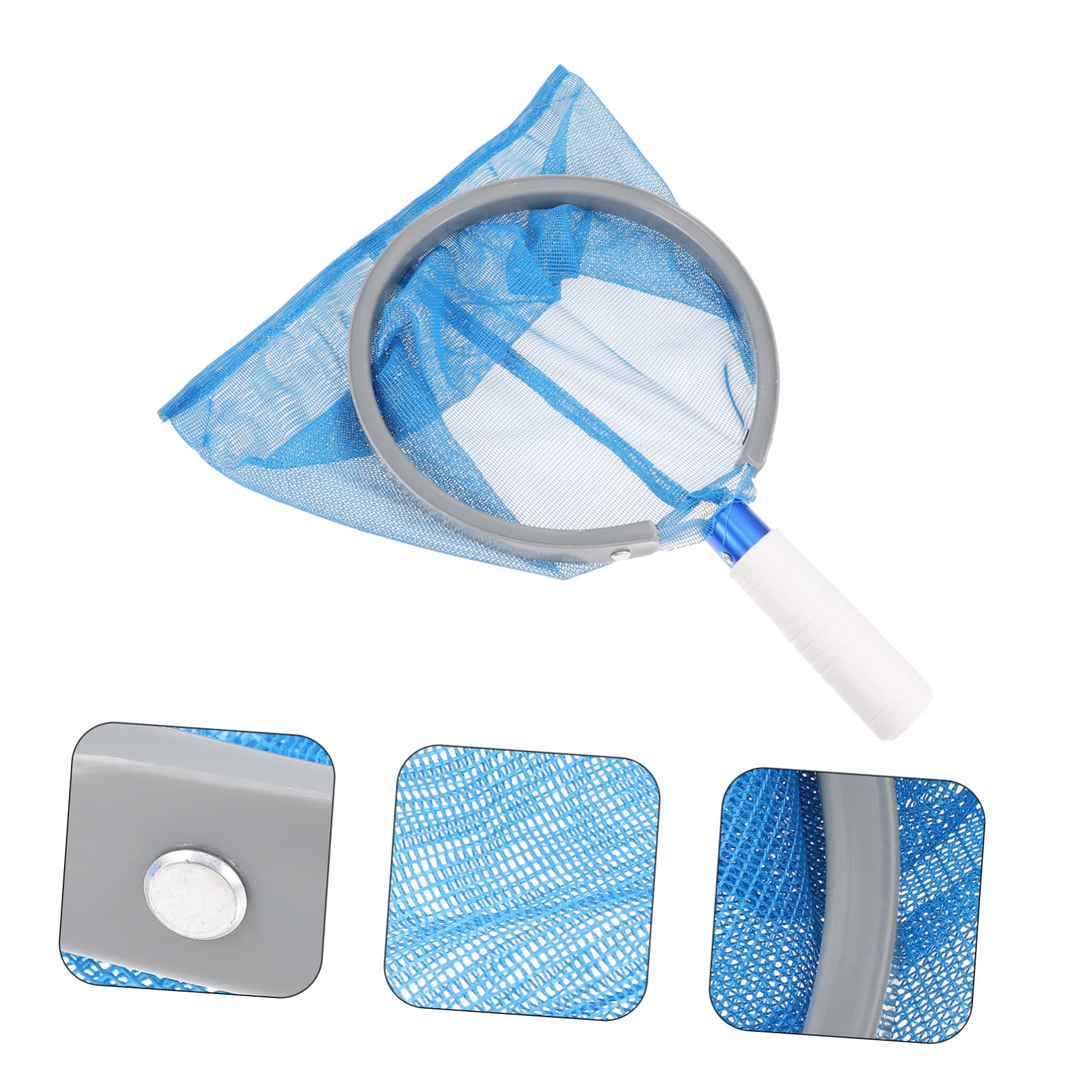 Red de Piscina Mango de Aluminio, Malla Delicada Azul para Recoger Hojas y Residuos, Ligera y Fácil de Montar, Adecuado para Fuente