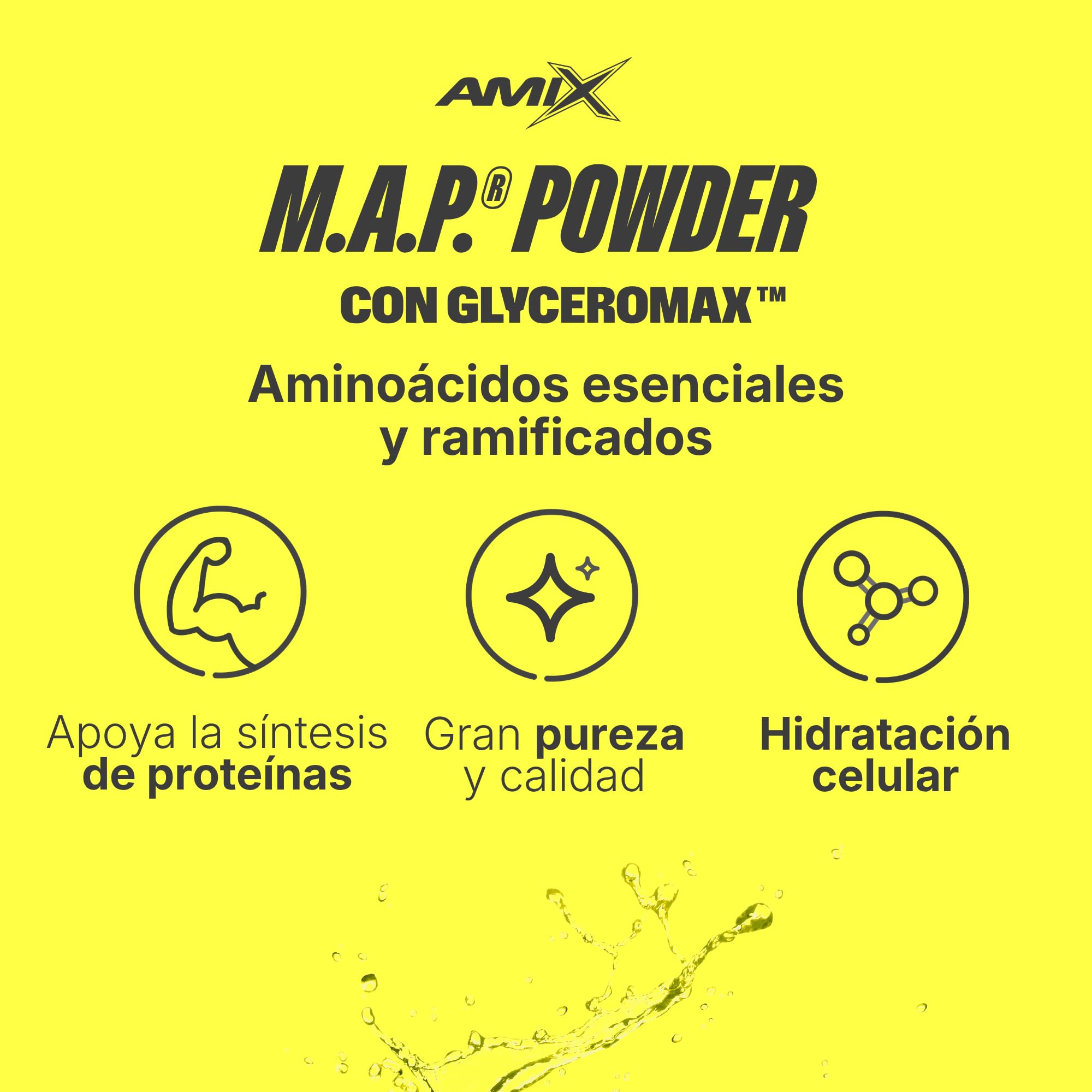 AMIX - Aminoácidos Esenciales - M.A.P. with GlyceroMax - Formato de 340 g - Sabor Natural - Contiene Glicerol Concentrado - Ideal para Tomar Antes del Entrenamiento