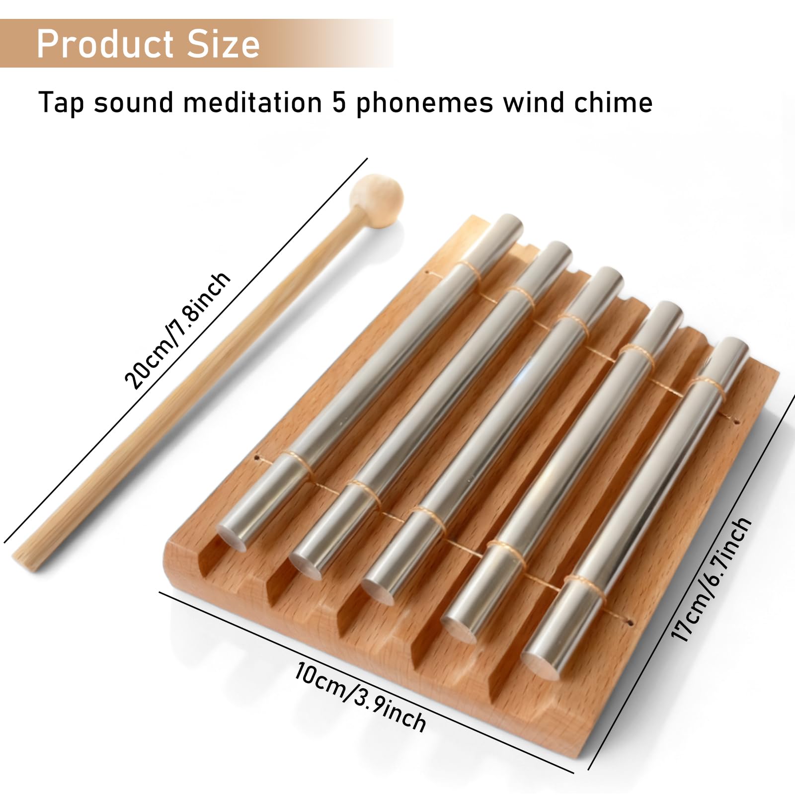 Energy Chimes Energy Chimes Energy Chime Baguette chantante 5 tons avec maillet en bois, carillon énergétique, instrument de percussion pour l'éducation musicale précoce et la méditation de yoga