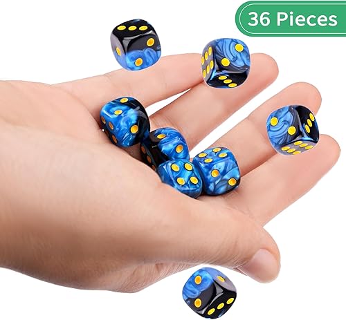 Miniatura 100 de Juego de 36 dados mini de 0.472 in, 6 caras, juego de dados con patrón de perlas, 6 dados estándar para Yahtzee, Bunco o enseñanza de matemáticas