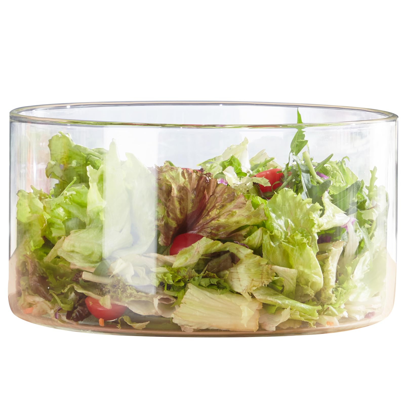Extra große Glas-Schüssel, 5,4 l, modernes Design, klares Glas, rund, Dessertschale, Servierschale zum Auslegen von Eiskuchen, Salat, Obst, mikrowellen- und spülmaschinenfest, OS048004