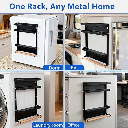 Miniatura 6 de Mini estantes organizadores de nevera magnéticos plegables, estante de nevera para dormitorio, mini estante de nevera para dormitorio, mini