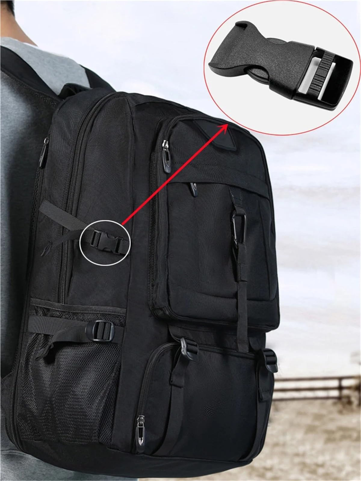 Schnallen und Clips für Rucksäcke 10 Stück for 10–25 mm Gurtband, Kunststoff-Seitenverschluss, Gürtelschnalle for Rucksack, Gepäckgurte, Gurtband, Größe Schwarz