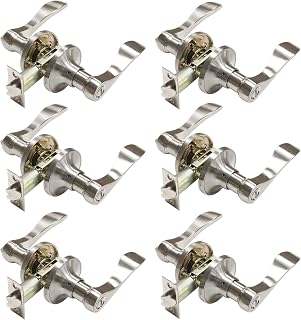 Probrico Privacy Door Levers Wave Style Handles Keyless Lock Bed Bath Door Lockset, Satin Nickel 6 Pack